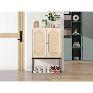 Beige 41.23 in. H 2 Door Accent Storage Cabinet Adjustable Shelves