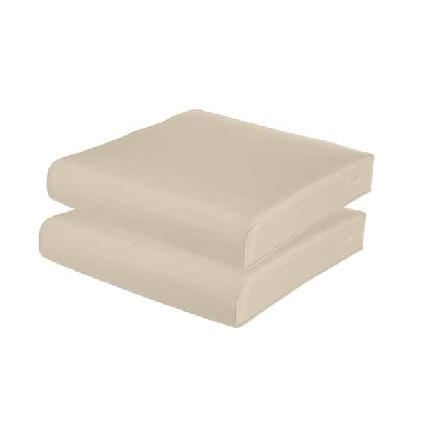 Aoodor 21 in. x 21 in. Square Outdoor Chair Seat Cushion with Adjustable Straps and Zipper and Handle in Khaki (2-Pack)