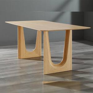 Layla Sand Bamboo 36 in. Double Pedestal Dining Table Seats 6