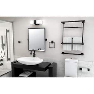 Elevate 23.63 in. W x 25 in. H Framed Rectangle Beveled Edge Bathroom Vanity Mirror in Matte Black