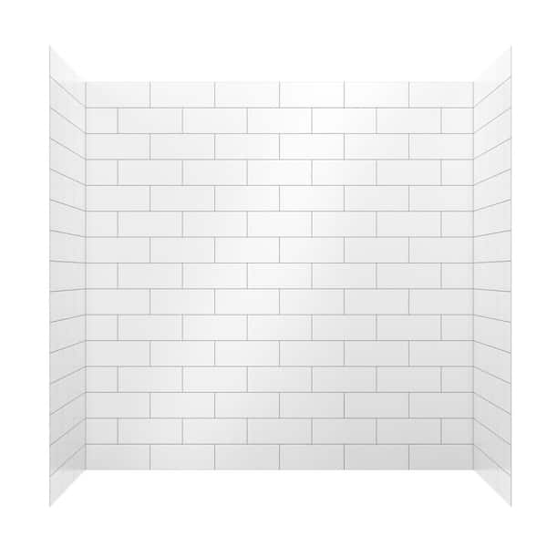 JETCOAT FLEX 60 in W x 60 in. H x 32 in. D 9-Piece Glue Up Composite Alcove Tub Surround in White Subway