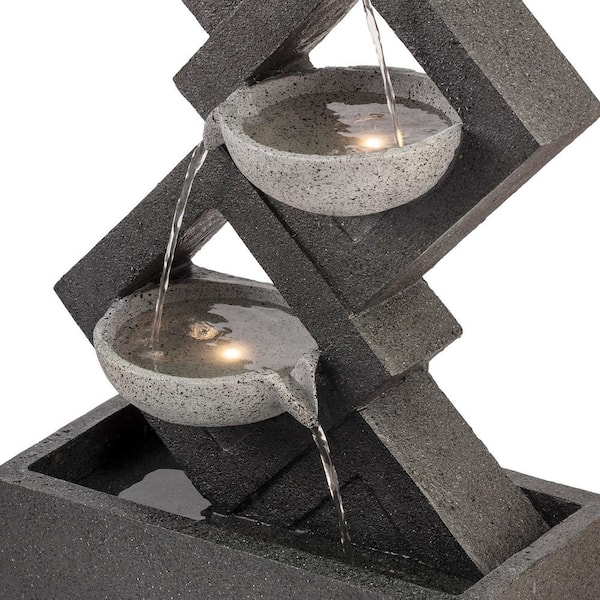 Alpine Corporation - 39 in. Tall Indoor/Outdoor Soothing 4-Tier Zen Fountain with LED Lights