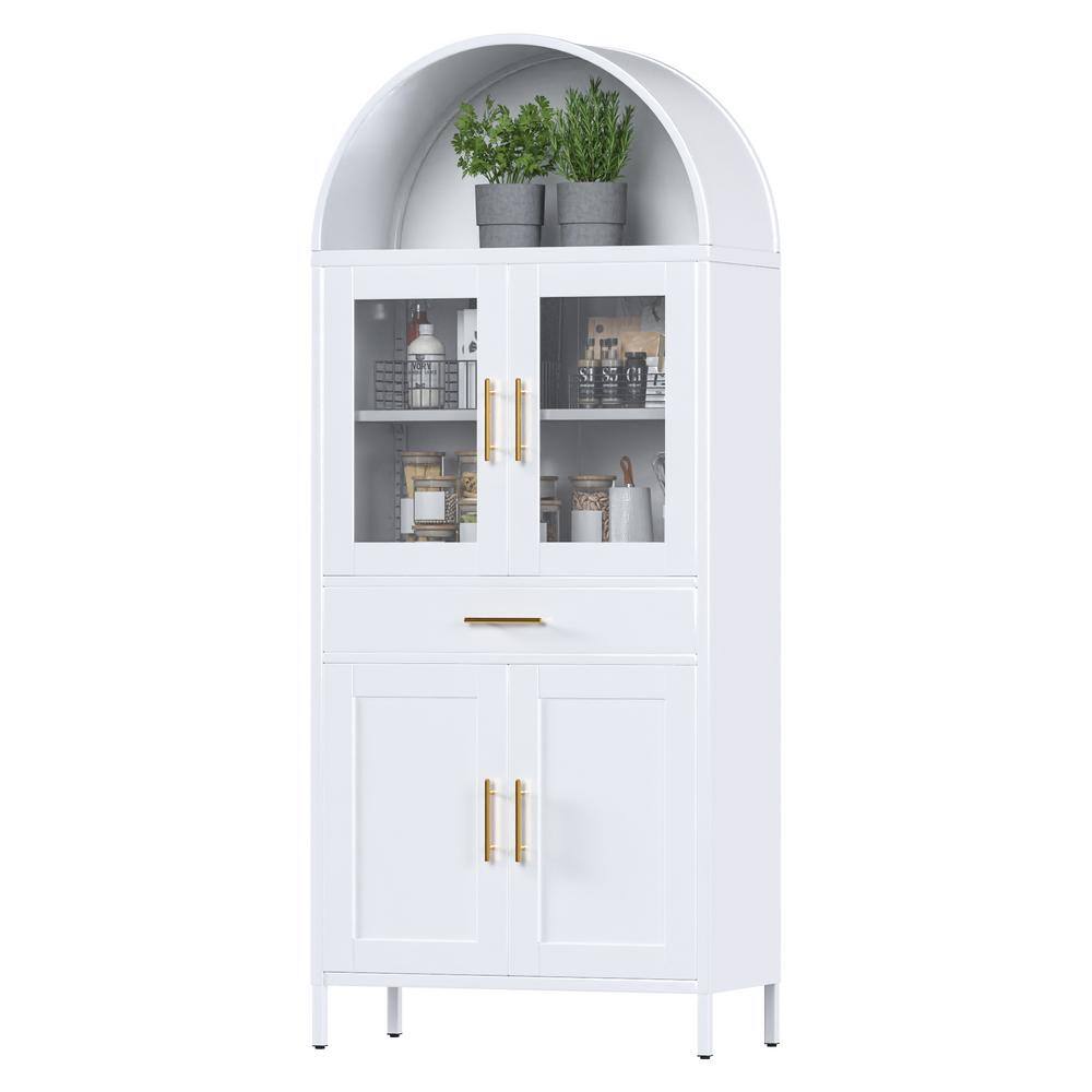 30.71 in. W x 72.83 in. H x 15.35 in. D Arched Steel Freestanding Cabinet with Drawer and Adjustable Shelves in White price history on PriceWatchPro