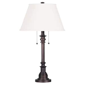 Offex Brentwood Modern Arc Table Lamp with Faux Woodgrain Shade Brown and Black