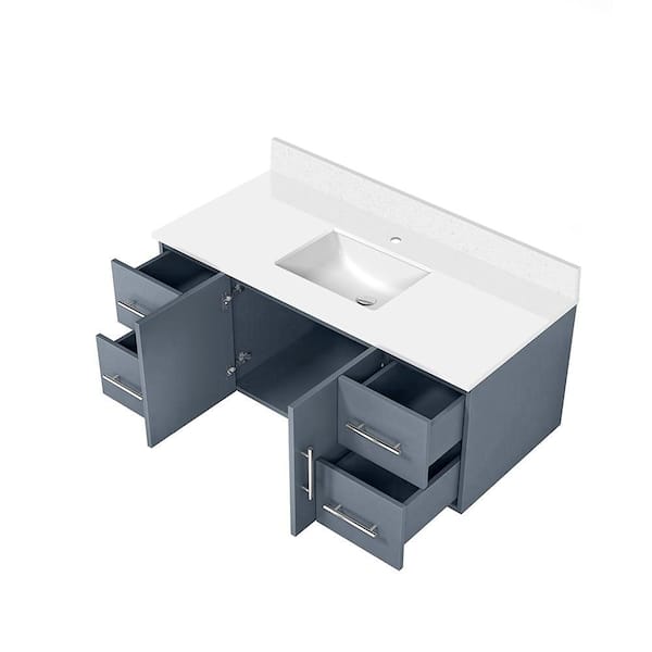 Lexora Geneva 48 in. W x 22 in. D Dark Grey Bath Vanity and White Quartz Top