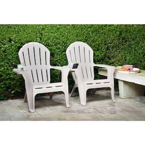 Putty Plastic Adirondack Chair with Cup and Phone Holder
