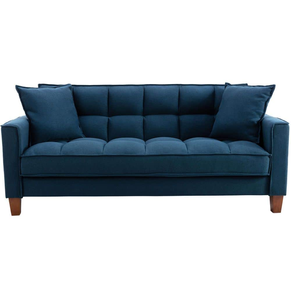 KINWELL 70 In Square Arm 2 Seater Sofa In Navy BSC091 NY The Home Depot   Navy Kinwell Sofas Couches Bsc091 Ny 64 1000 