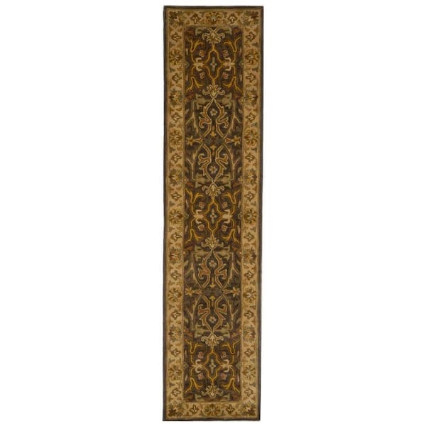 SAFAVIEH Heritage Charcoal/Beige 2 ft. x 14 ft. Border Runner Rug