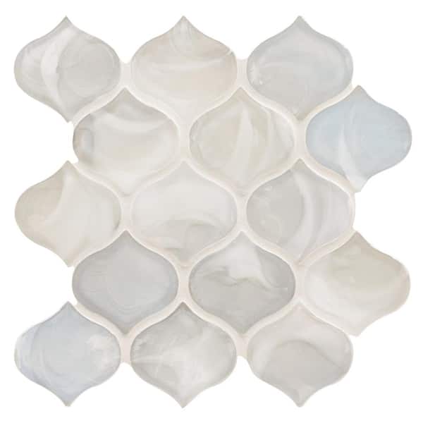 Pearl Arabesque 10 in. x 10 in. x 0.31 in. Glass Mesh-Mounted Mosaic Wall Tile (7.1 sq. ft./Case)
