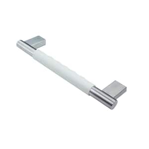 Maddox 12 in. x 1 in. Concealed Screw Grab Bar with Silicone Grip in Brushed Stainless/White