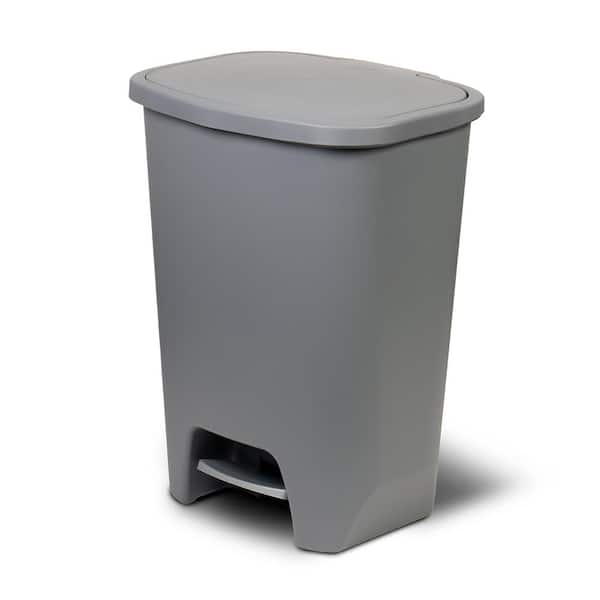 Lavex 21 Gallon Gray Corner Round Push Door Trash Can Lid