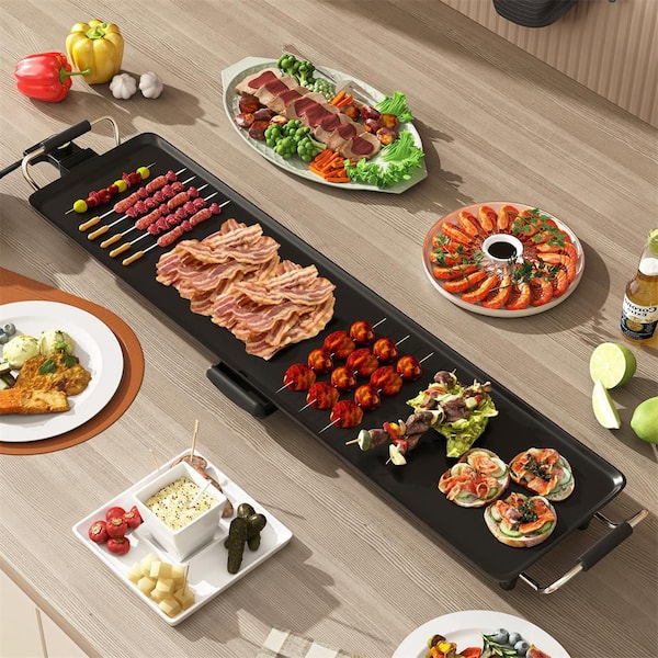 HONEY JOY 35 in. Large Portable Teppanyaki Electric Grill in Black