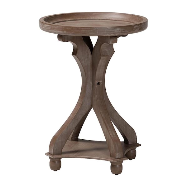Baxton Studio Westlyn 18.1 in. Antique Brown Round Wood End Table