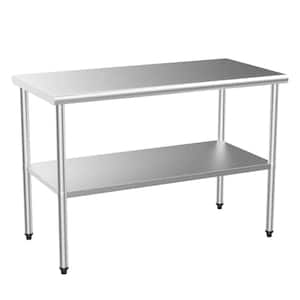 Stainless Steel 48 in. x 24 in. x 34 in. Commercial Kitchen Prep Table with Bottom Shelf
