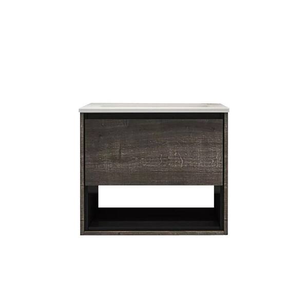 taholi 24 in. W x18 in. D x 20 in. D H Floating Bathroom Vanity in Gray with Ceramic Vanity Top in White
