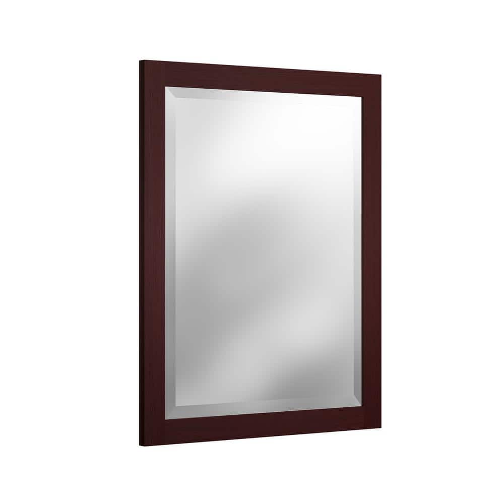 Espresso Beveled Glass 24" x 30" Wood Bathroom Vanity Mirror