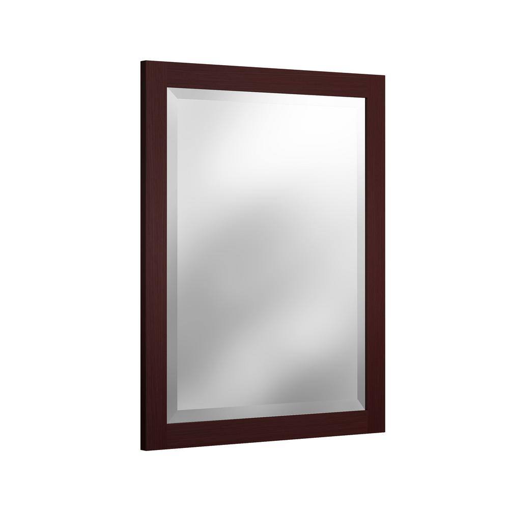 Espresso Beveled Glass 24" x 30" Wood Bathroom Vanity Mirror