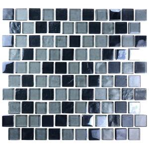 Landscape Gobi Gray Square Mosaic 1 in. x 1 in. Glossy Glass Textured Pool Tile (10 sq. ft./Case)