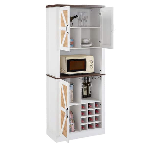 CSC DECOR INC 76 In. H Tall Farmhouse Kitchen Faux Rattan Wine