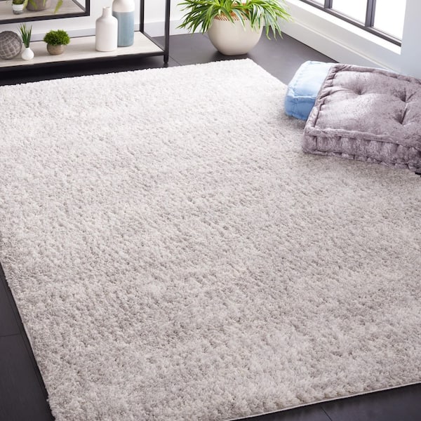 Berber Shag 5 ft. x 5 ft. Gray/Ivory 2-Toned Solid square Area Rug