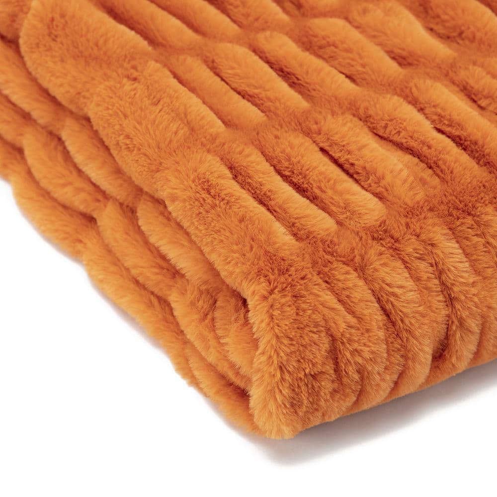 Orange Faux Fur Reversible Throw Blanket 50" x 65"