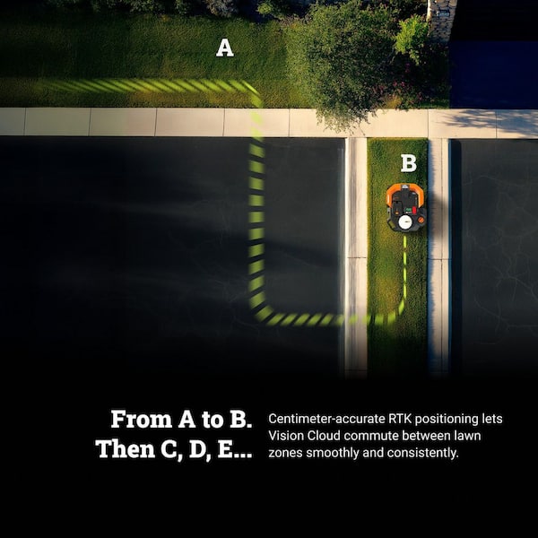 Landroid Vision Cloud 9 in. 2WD Robot Lawn Mower (1/4 Acre) RTK GPS Plus VSLAM Vision AI with Cut to Edge Trimmer