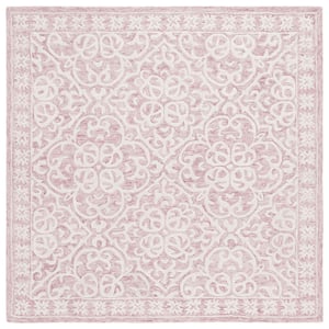 Metro Pink/Ivory 6 ft. x 6 ft. High-Low Floral Square Area Rug