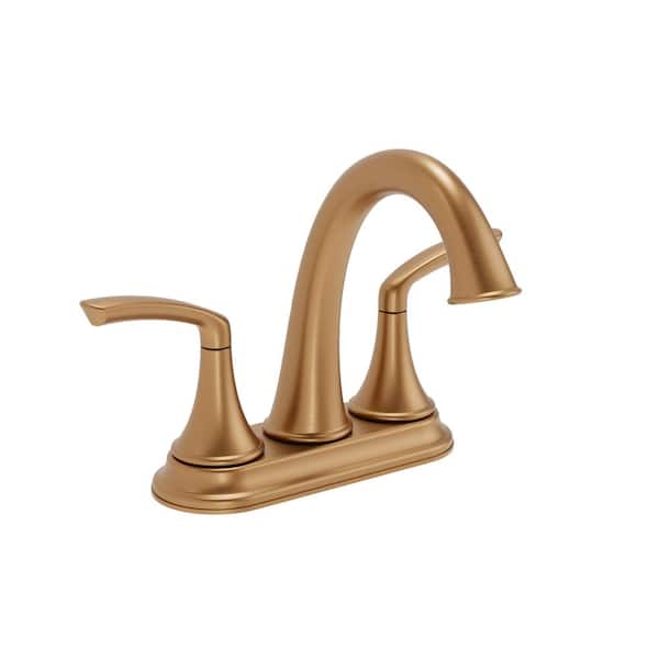 Symmons Elm 4 in. Centerset 2-Handle Bathroom Faucet with Push Pop Drain in Brushed Bronze