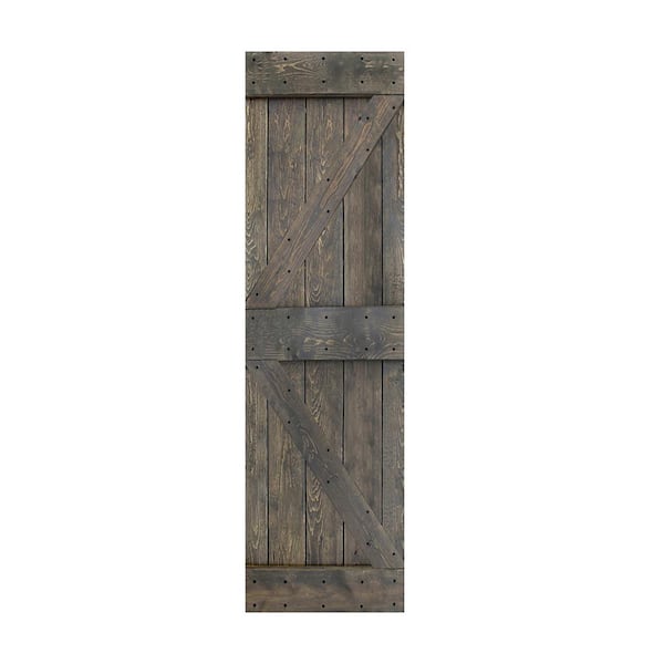 ISLIFE K Series 28 in. x 84 in. Smoky Gray Finished DIY Solid Wood Sliding Barn Door Slab