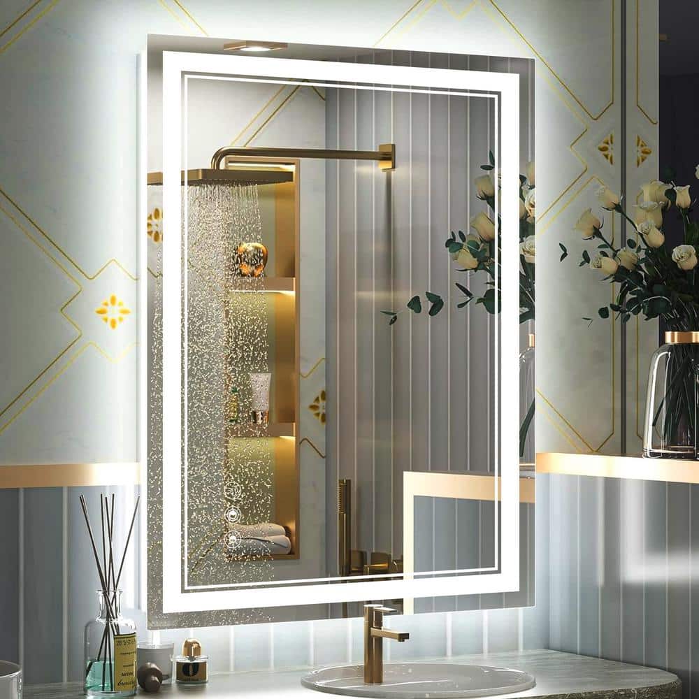 36 in. W x 28 in. H Rectangular Wall Mount Frameless Led Bathroom Vanity Mi