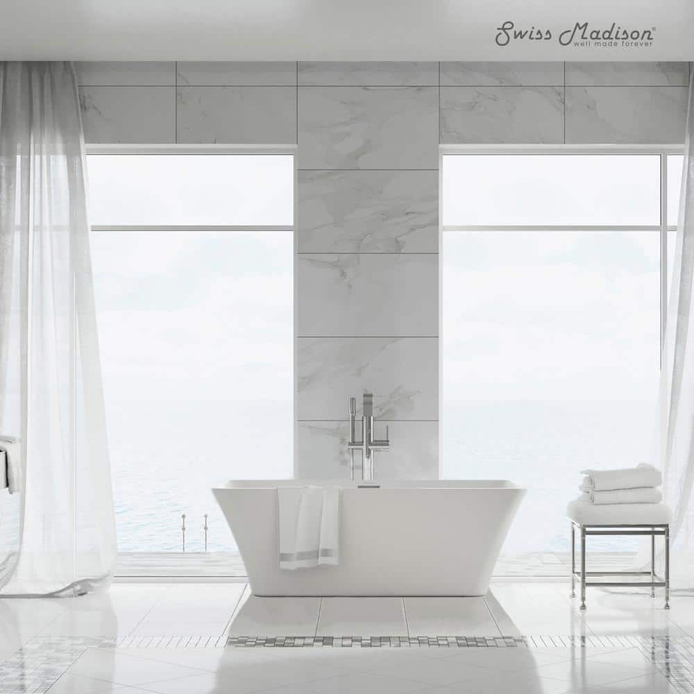 St. Tropez 60" White Acrylic Freestanding Bathtub