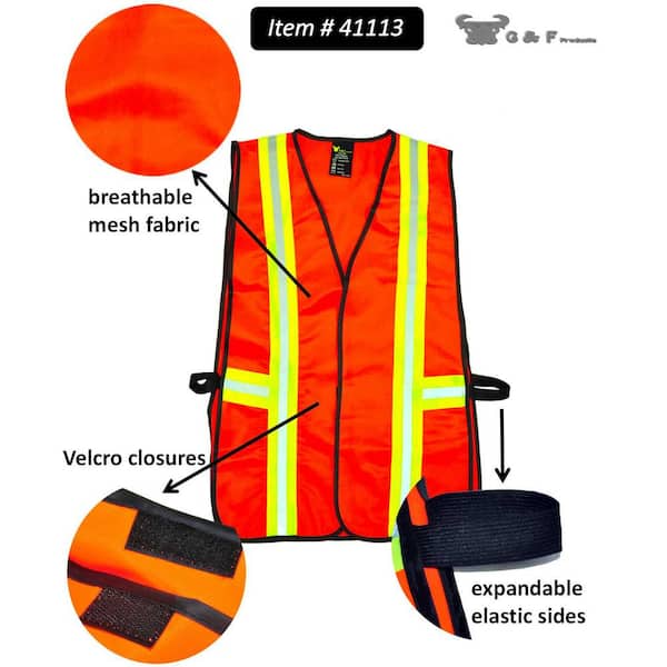 G & F Products Orange All Industrial Safety Vest with Reflective Strip Neon  41113 - The Home Depot