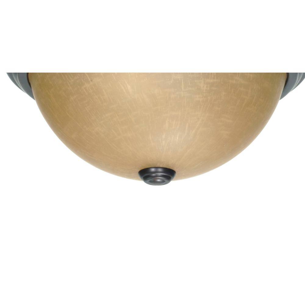 Elegant Mahogany Bronze 13" Flush Mount with Champagne Linen Glass