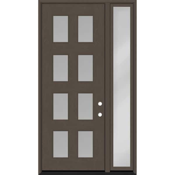 Steves & Sons Regency 49 in. x 96 in. 8L Modern Clear Glass RHOS Ashwood Stain Fiberglass Prehung Front Door w/Clear 10 in. SL 4-9/16