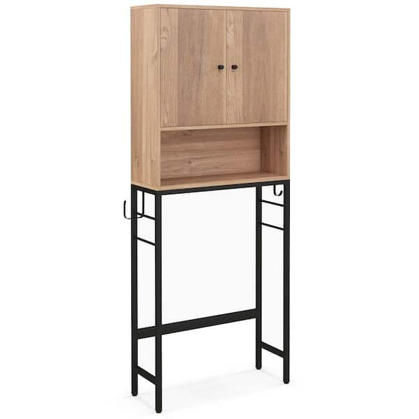 25 in. W x 65 in. H x 9 in. D Brown Over the Toilet Storage with 2 Doors and Adjustable Shelf