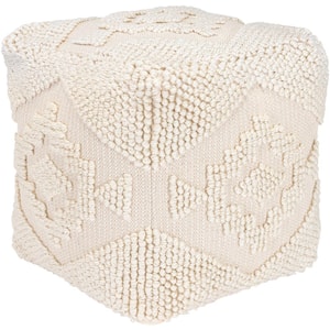 Tobias Beige Cottage 18 in. L x 18 in. W x 18 in. H Polyester Pouf Yarn and