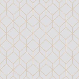 Myrtle Geo Gray/Rose Gold Wallpaper Sample