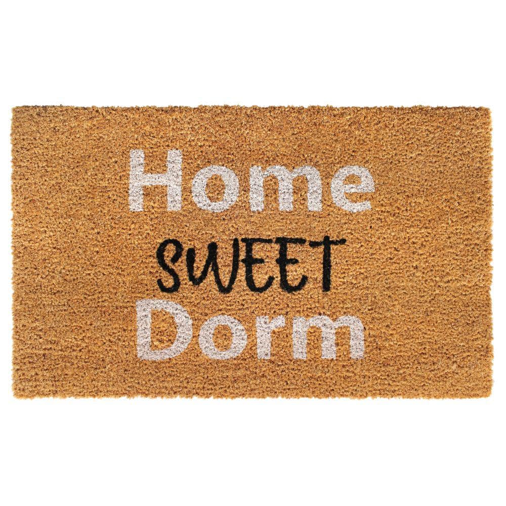 Welcome Home Sweet Dorm White 18 in. x 30 in. Coir Non-Slip Outdoor Door Ma