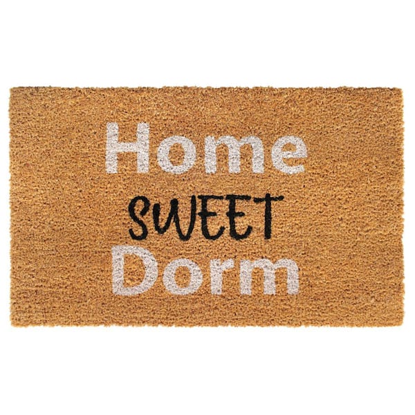 Unbranded Welcome Home Sweet Dorm White 18 in. x 30 in. Coir Non-Slip Outdoor Door Mat