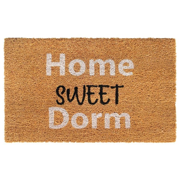 Unbranded Natural White 18 in. x 30 in. Home Sweet Dorm Door Mat