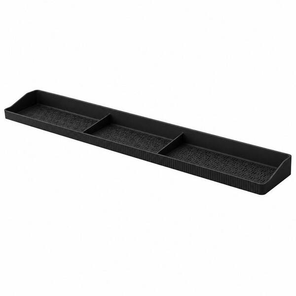 1-Shelf Black Magnetic Mount Stove Top Storage Shelf, Heat Resistant Silicone Spice Rack Organizer for Kitchen Counter