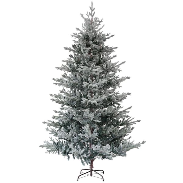 9ft Nordic Pine Artificial Christmas Tree with 1939 Snow Flocked Tips, Foldable Metal Stand, Easy Assembly