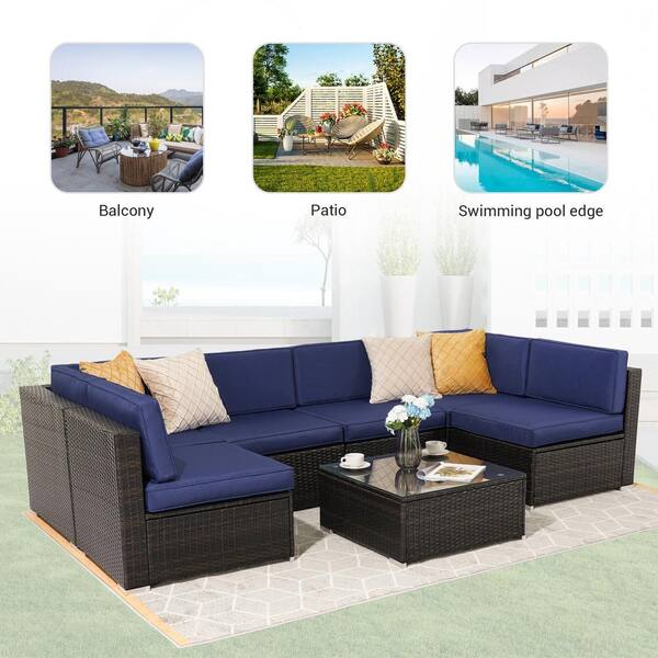 rattan table and sofa set