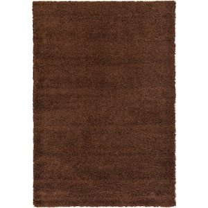 Solid Shag Chocolate Brown 6 ft. x 9 ft. Area Rug