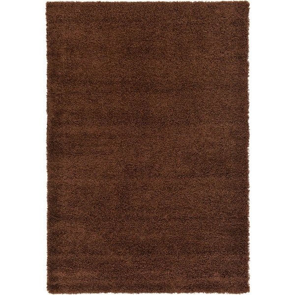 Unique Loom Solid Shag Chocolate Brown 6 ft. x 9 ft. Area Rug