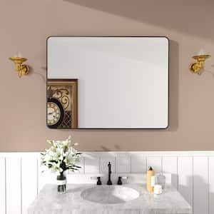 Cosy 48 in. W x 36 in. H Rectangular Framed Wall Bathroom Vanity Mirror in Matte Black