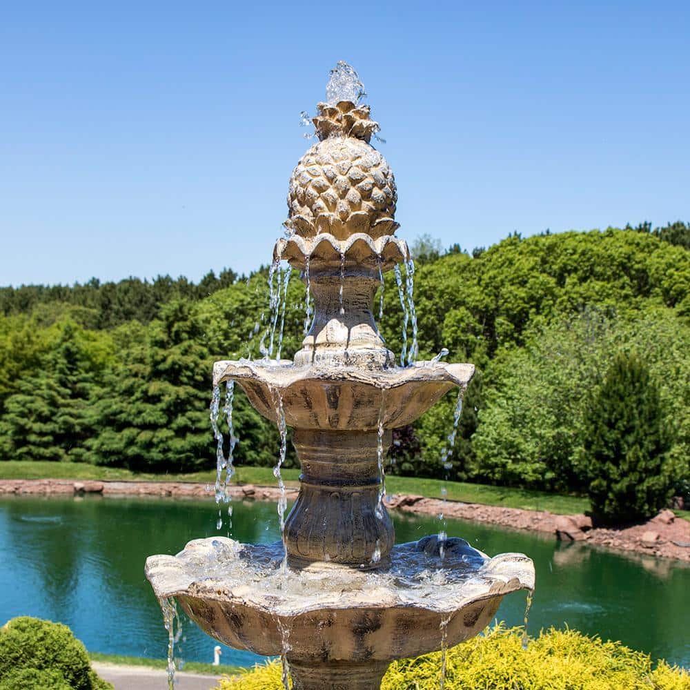 Grand Courtyard 80-Inch Earth Fiberglass Resin 4-Tier Fountain