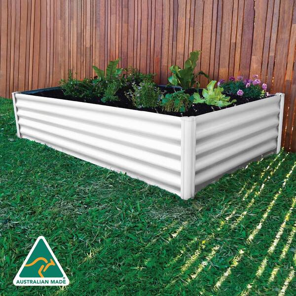 78 in. W x 40 in. D x 16 in. H Surfmist White Galvanized Steel Metal Raised Garden Bed