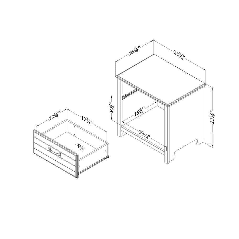 Fall Oak Classic 1-Drawer Nightstand with Open Storage