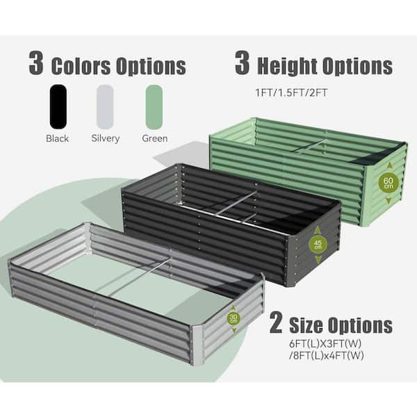 8 x 4 x 1.5 ft. Galvanized Raised Garden Bed, Outdoor Garden